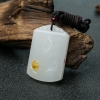 和田羊脂白玉连年有余吊坠-红掌柜