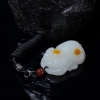 山料俏色和田玉招财猪吊坠-红掌柜