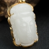 18K金镶和田白玉观音吊坠 - 红掌柜