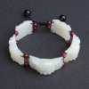 俄罗斯天然和田白玉兽面手链 - 红掌柜