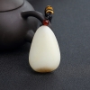 俄罗斯天然和田白玉蝶恋花吊坠-红掌柜