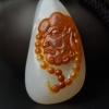 天然山料俏色和田玉罗汉吊坠-红掌柜