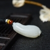 和田白玉玉兰花吊坠-红掌柜