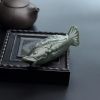 和田玉碧玉鱼摆件 - 红掌柜