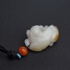 天然籽料和田白玉狗手把件 - 红掌柜