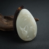 天然籽料和田青白玉鹤吊坠 - 红掌柜
