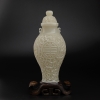 新疆天然和田白玉寿瓶摆件-红掌柜