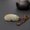 新疆俏色和田玉灵兔献瑞吊坠-红掌柜