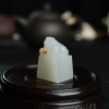 籽料和田白玉三足金蟾印章-红掌柜