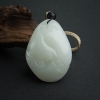 天然俄料山料白玉龙手把件-红掌柜