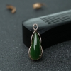 18K金镶钻山料和田碧玉水滴吊坠-红掌柜