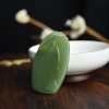 俄罗斯山料和田碧玉竹叶吊坠-红掌柜