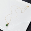 18K金镶钻天然山料和田碧玉圆珠项链-红掌柜