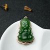 18K金镶钻山料和田碧玉宝宝佛吊坠-红掌柜
