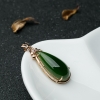 金镶钻山料和田碧玉水滴吊坠-红掌柜