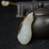 山料俏色和田玉白菜吊坠-红掌柜