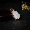 金镶钻山料和田白玉葫芦吊坠-红掌柜