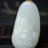 天然和田白玉弥勒佛挂坠-红掌柜