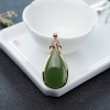 18K金镶钻天然山料和田碧玉水滴吊坠-红掌柜