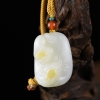 籽料和田白玉舐犊情深吊坠-红掌柜