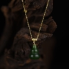 18k金镶嵌和田碧玉福禄项链