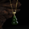 金镶嵌和田碧玉福禄项链