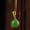 18K金山料和田碧玉圆珠项链-红掌柜