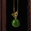18K金山料和田碧玉蝴蝶项链-红掌柜