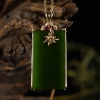 18k金镶钻石山料和田碧玉无事牌吊坠-红掌柜
