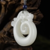 新疆山流水料和田羊脂白龙吊坠-红掌柜