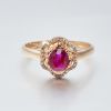 斯里兰卡天然18K金镶钻红宝石戒指 - 红掌柜