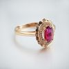 天然18K金镶钻红宝石戒指 - 红掌柜