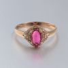 斯里兰卡天然18K金镶钻红宝石戒指 - 红掌柜