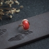 金镶钻沙丁朱红珊瑚戒指-红掌柜