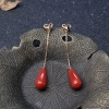 18K金镶钻沙丁珊瑚耳坠-红掌柜
