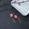 18K金镶钻MISU粉红珊瑚雕花耳坠-红掌柜