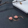 金镶钻MISU粉红珊瑚雕花耳坠-红掌柜