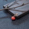 金镶钻沙丁珊瑚圆珠吊坠-红掌柜