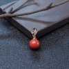 18K金镶钻沙丁珊瑚圆珠吊坠-红掌柜