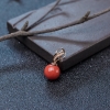 金镶钻沙丁珊瑚圆珠吊坠-红掌柜