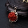 天然阿卡深红珊瑚花吊坠-红掌柜