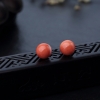 天然MOMO橘色珊瑚对珠-红掌柜