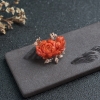 金镶钻阿卡橘红珊瑚花吊坠-红掌柜