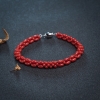 沙丁朱红珊瑚米珠编织手链-红掌柜