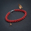 天然沙丁朱红珊瑚米珠编织手链-红掌柜