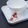 18K金镶钻深红珊瑚蝴蝶吊坠-红掌柜