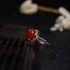 金镶钻沙丁朱红珊瑚戒指-红掌柜