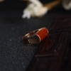 18K金镶钻沙丁朱红珊瑚戒指-红掌柜