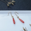 18K金镶沙丁珊瑚水滴耳坠-红掌柜