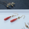 金镶沙丁珊瑚水滴耳坠-红掌柜